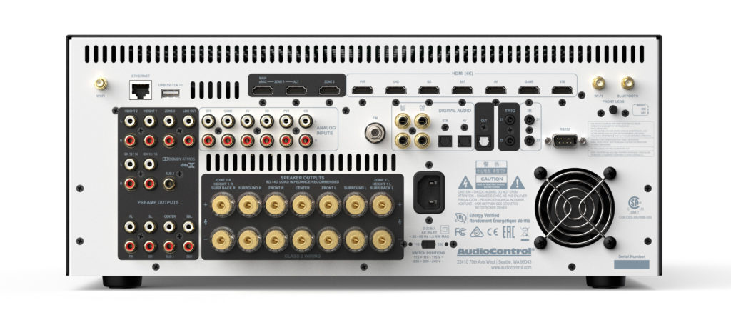 Rear panel view of AudioControl's new Concert XR-8 AVR