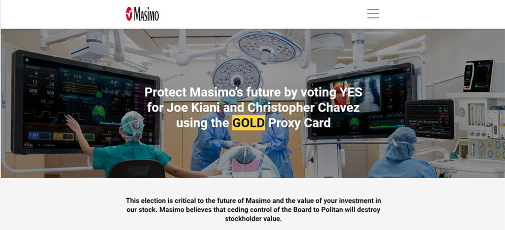 Masimo "Protect Masimo's Future" proxy website